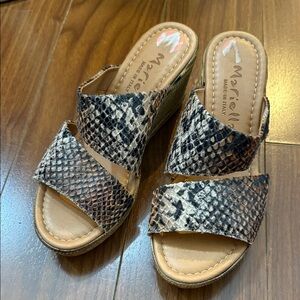 Maricela Women's Snake Print Sandals - Black and Brown